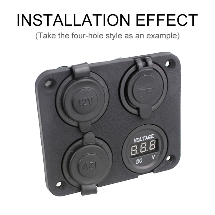 Pannello accendisigari voltmetro di ricarica USB modificato a 2 fori per auto da 5 pezzi, 2-Hole
