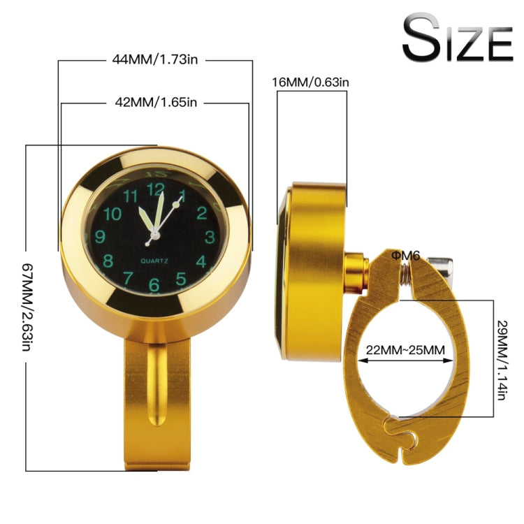Orologio al quarzo con orologio da manubrio per moto da 2 pezzi, 22-25 mm, con serratura, Quartz Watch (Black), Quartz Watch (Silver)