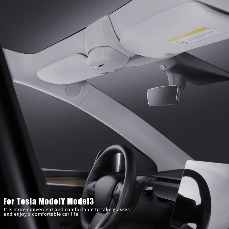 Scatola portaoggetti per occhiali da sole versione avvolgente in pelle scamosciata per Tesla Model 3, Suede Wrap Version for Tesla Model 3