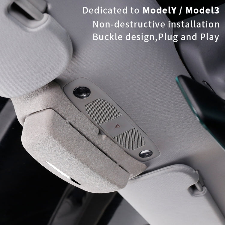 Scatola portaoggetti per occhiali da sole versione avvolgente in pelle scamosciata per Tesla Model 3, Suede Wrap Version for Tesla Model 3