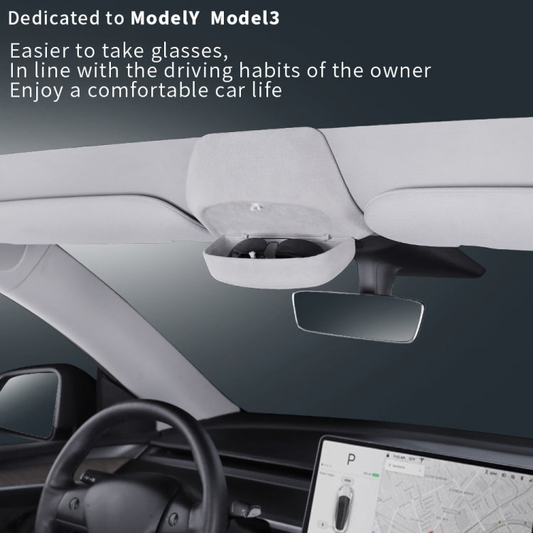 Scatola portaoggetti per occhiali da sole versione avvolgente in pelle scamosciata per Tesla Model 3, Suede Wrap Version for Tesla Model 3