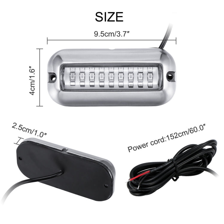 2 PCS MK-027 Luce subacquea per nave/yacht 10-30V 27LED impermeabile in acciaio inossidabile, Underwater Light(Red Light), Underwater Light(White Light), Underwater Light(Green Light), Underwater Light(Blue Light)