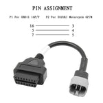 Cavo connettore OBD 16PIN femmina a 6PIN per moto per Suzuki, For Suzuki