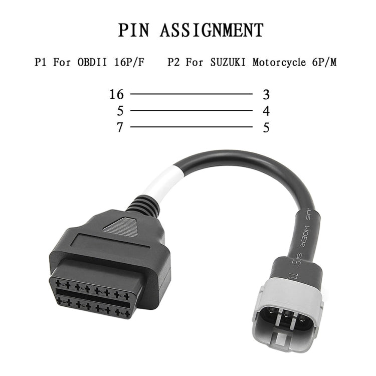 Cavo connettore OBD 16PIN femmina a 6PIN per moto per Suzuki, For Suzuki
