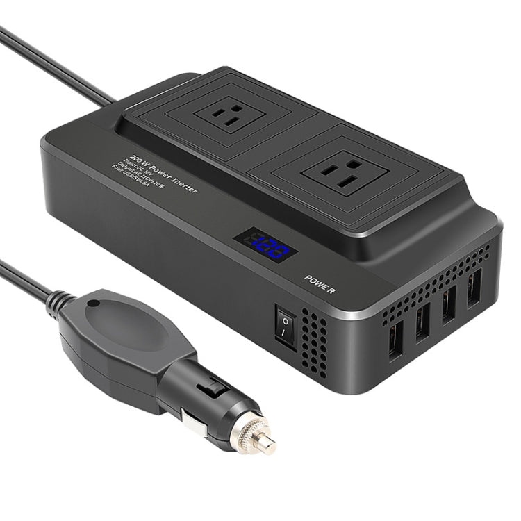 DC12V 200W AC110V Convertitore display digitale multifunzionale intelligente per auto, spina americana, US Plug