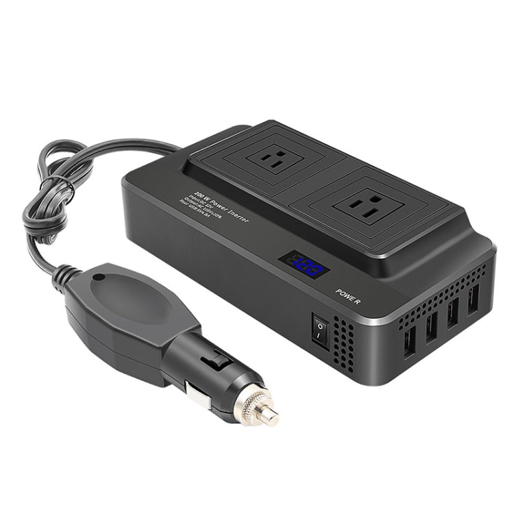 DC12V 200W AC110V Convertitore display digitale multifunzionale intelligente per auto, spina americana, US Plug