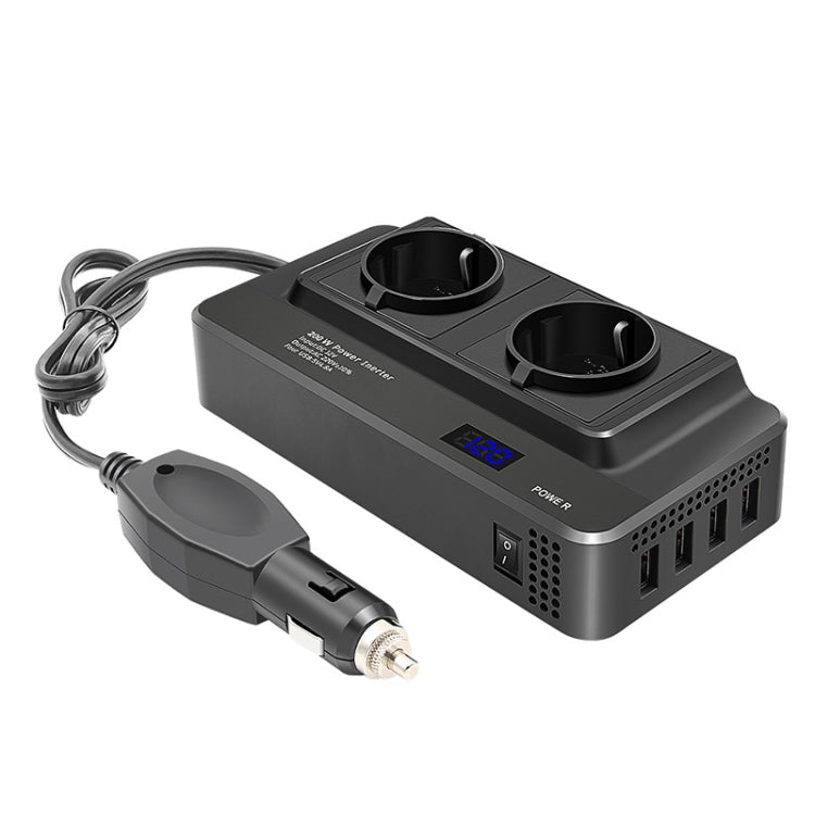 DC12V 200W AC220V Convertitore display digitale multifunzionale intelligente per auto, spina europea, EU Plug