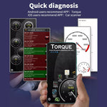 V019 OBD2 Scanner Bluetooth 4.0 ELM327 Strumento diagnostico per auto, V019