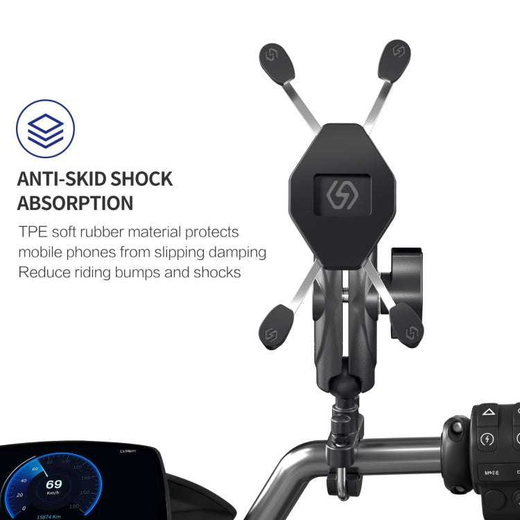 ZH-1558A1 Supporto per telefono in lega di alluminio a forma di X per manubrio moto, ZH-1558A1