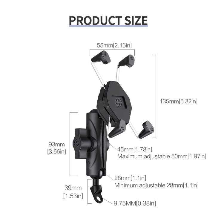 ZH-1558B1 Supporto per telefono in lega di alluminio a forma di X per specchietto retrovisore moto, ZH-1558B1