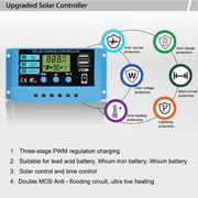 Regolatore di carica solare 30A Regolatore fotovoltaico con scarica di carica per batteria al litio al piombo-acido 12V / 24V, 30A