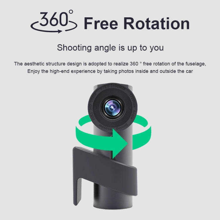 Registratore di guida per auto con rotazione a 360 gradi nascosta con doppia fotocamera WiFi per auto, WiFi Dual Camera