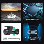 Registratore di guida per auto con rotazione a 360 gradi nascosta con doppia fotocamera WiFi per auto, WiFi Dual Camera