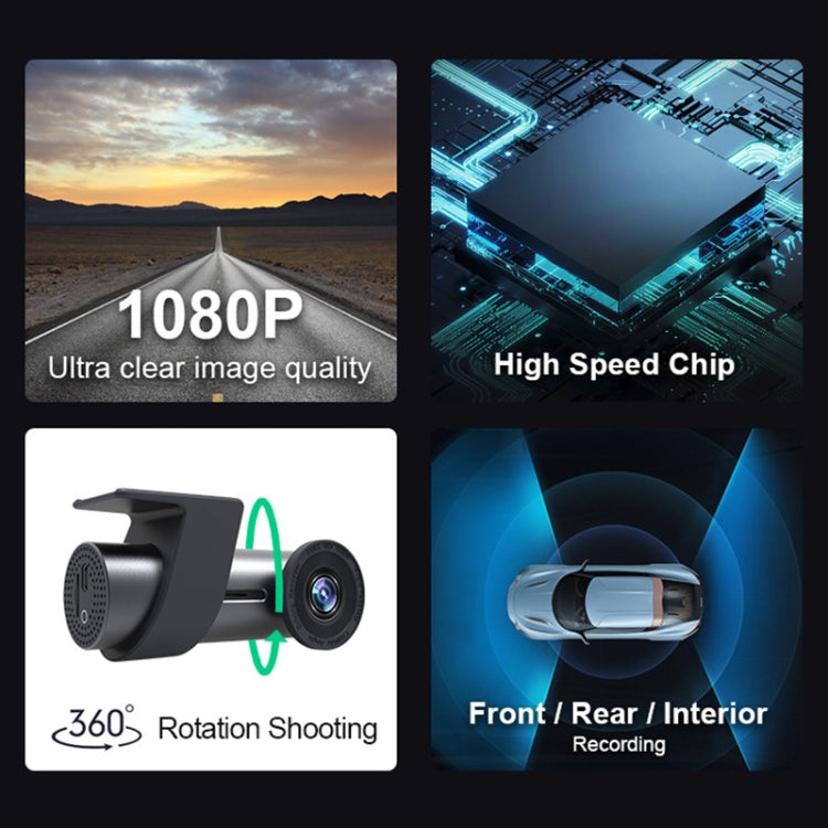 Registratore di guida per auto con rotazione a 360 gradi nascosta con doppia fotocamera WiFi per auto, WiFi Dual Camera