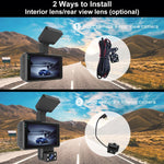 Registratore di guida per dash cam per auto con visione notturna a infrarossi HD con doppia fotocamera anteriore e posteriore, Front and Rear