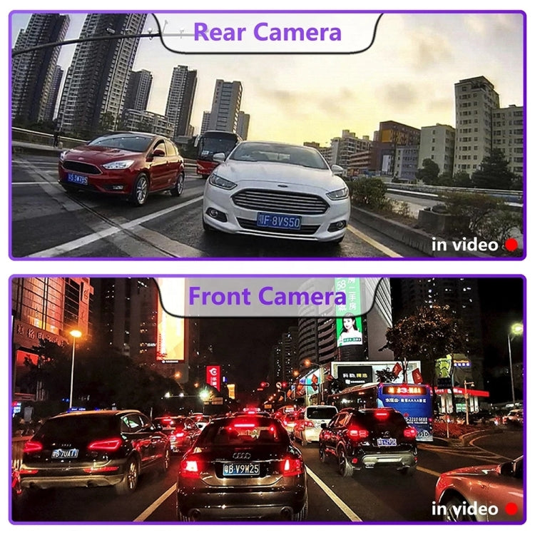 Registratore di guida per dash cam per auto con visione notturna a infrarossi HD con doppia fotocamera anteriore e posteriore, Front and Rear