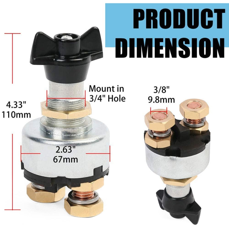 Selettore batteria per auto 12-24V Isolatore Disconnessione Interruttore rotante, 12-24V