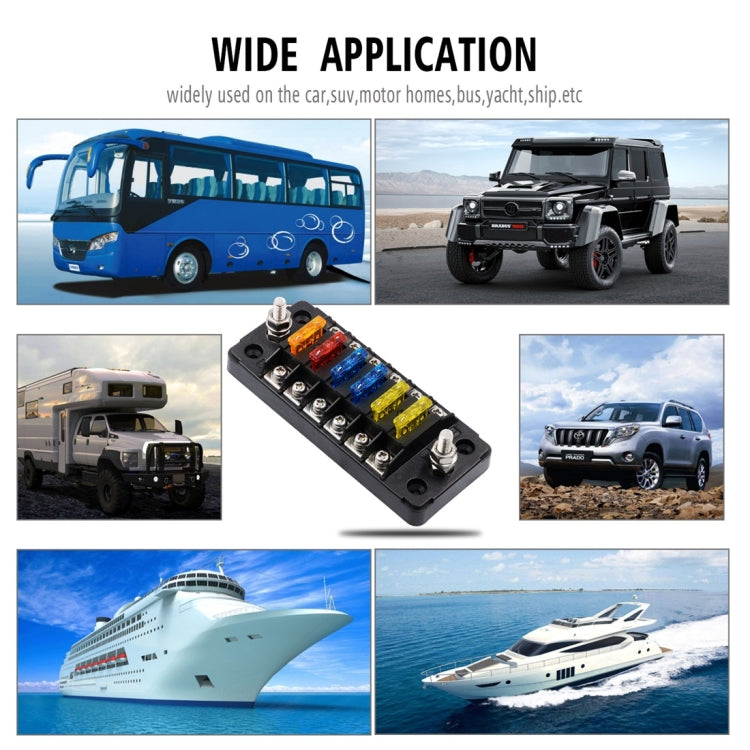 ZH-978A1 FB1901 Scatola fusibili negativi positivi indipendenti 1 ingresso 6 uscite 6 vie con 12 fusibili per auto camion barca, ZH-978A1