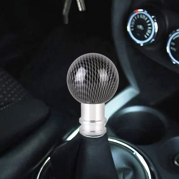 Pomello del cambio in metallo con struttura in fibra di carbonio universale per auto, Black, Red, Silver Black