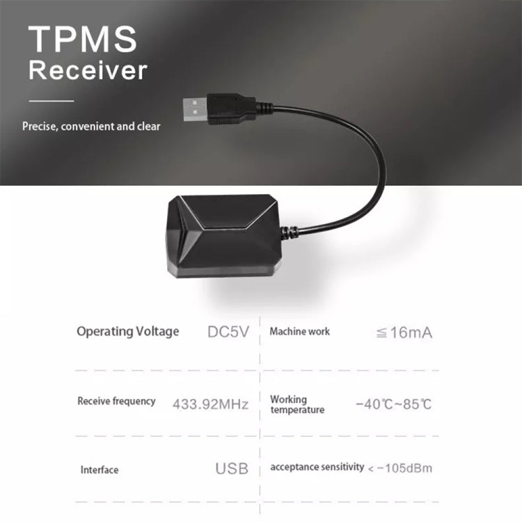 Sistema di monitoraggio della pressione dei pneumatici USB TPMS Android con sensore interno per autoradio lettore DVD, with Internal Sensor