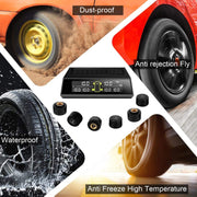 Sistema di monitoraggio della pressione dei pneumatici wireless solare per auto TPMS 6 sensori esterni per autobus per camion a 6 ruote, Solar Wireless Tire Pressure Monitoring