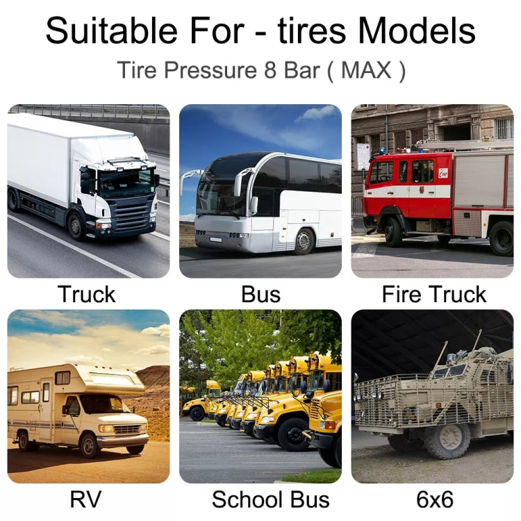 Sistema di monitoraggio della pressione dei pneumatici wireless solare da 8 bar TPMS 6 sensori esterni per autobus per camion a 6 ruote, 8Bar