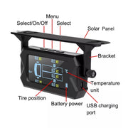 Sistema di monitoraggio della pressione dei pneumatici wireless solare da 15 bar TPMS 6 sensori esterni per autobus per camion a 6 ruote, 15Bar