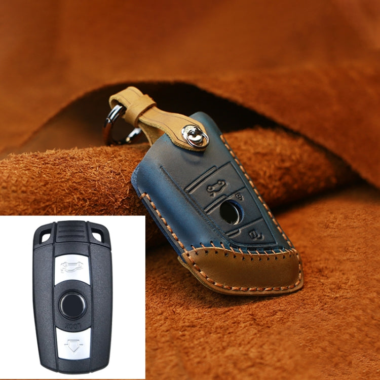 Per BMW Blade Style Car Custodia protettiva per chiave in pelle di vacchetta, versione a due chiavi, For BMW, Two Keys Version