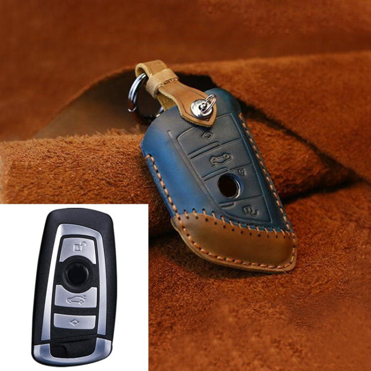 Per BMW Blade Style Car Custodia protettiva per chiave in pelle di vacchetta, versione a tre chiavi, For BMW, Three Keys Version