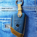 Per BMW Blade Style Car Custodia protettiva per chiave in pelle di vacchetta, versione a tre chiavi, For BMW, Three Keys Version