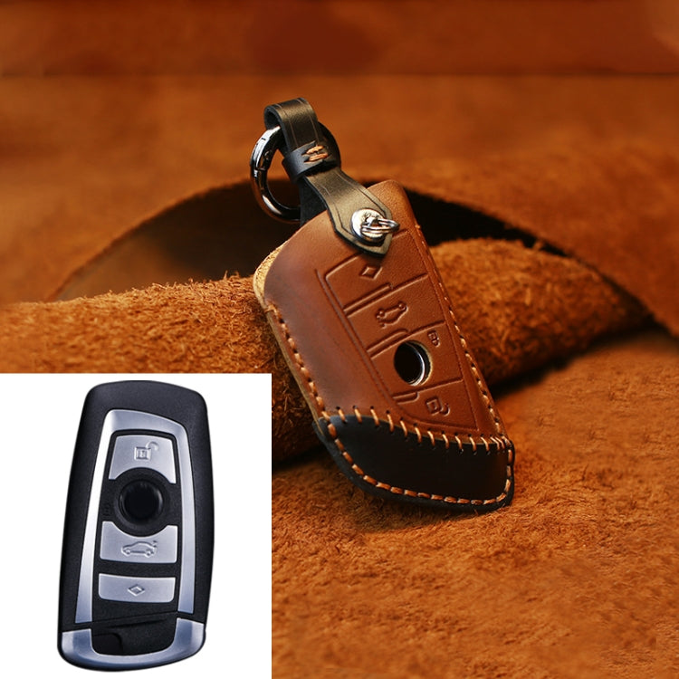 Per BMW Blade Style Car Custodia protettiva per chiave in pelle di vacchetta, versione a tre chiavi, For BMW, Three Keys Version