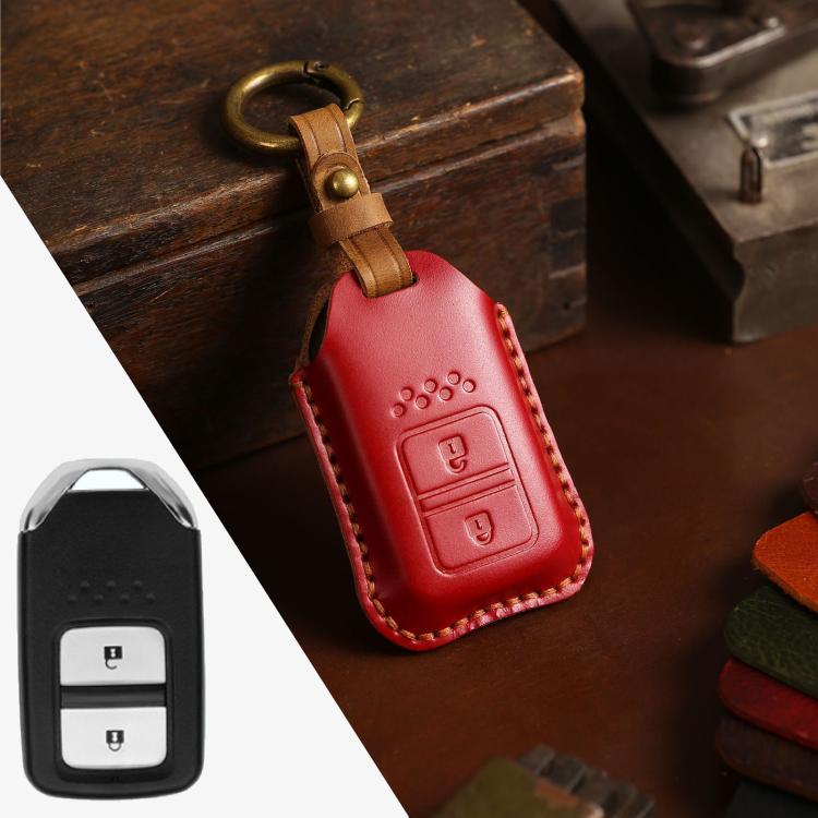 Custodia protettiva per chiave in pelle di vacchetta per auto Honda, versione a due chiavi, For Honda, Two Keys Version
