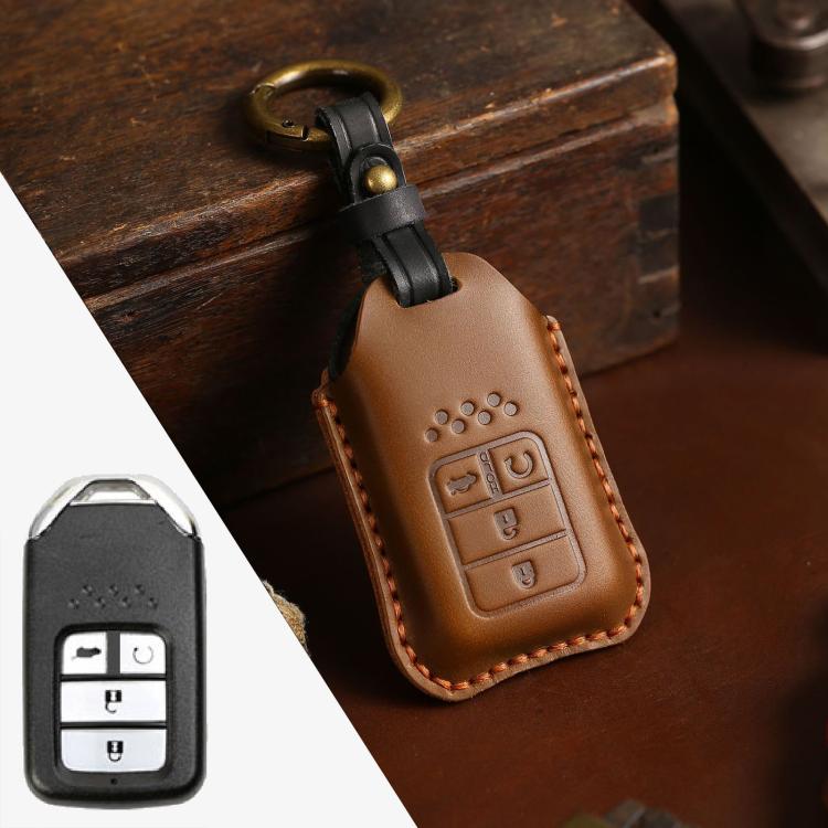 Custodia protettiva per chiave in pelle di vacchetta per auto Honda, versione a quattro chiavi, For Honda , Four Keys Version, For Honda, Four Keys Version