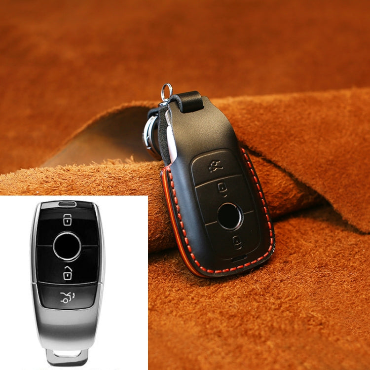 Per Mercedes-Benz Custodia protettiva per chiave in pelle di vacchetta stile bordo colorato, For Mercedes-Benz
