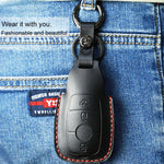 Per Mercedes-Benz Custodia protettiva per chiave in pelle di vacchetta stile bordo colorato, For Mercedes-Benz