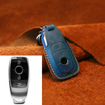 Per Mercedes-Benz Custodia protettiva per chiave in pelle di vacchetta stile bordo colorato, For Mercedes-Benz