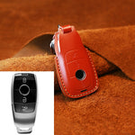 Per Mercedes-Benz Custodia protettiva per chiave in pelle di vacchetta stile bordo colorato, For Mercedes-Benz