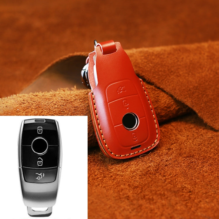 Per Mercedes-Benz Custodia protettiva per chiave in pelle di vacchetta stile bordo colorato, For Mercedes-Benz