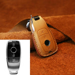 Per Mercedes-Benz Custodia protettiva per chiave in pelle di vacchetta stile bordo colorato, For Mercedes-Benz