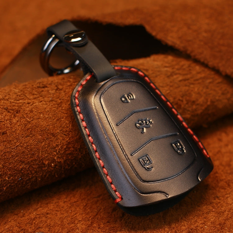 Per Cadillac Custodia protettiva per chiave in pelle di vacchetta per auto, versione a quattro chiavi, For Cadillac, Four Keys Version