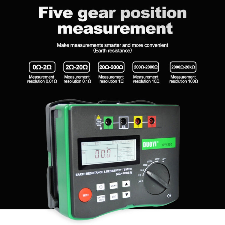 Tester di resistenza di terra digitale ad alta precisione DUOYI DY4300, DY4300