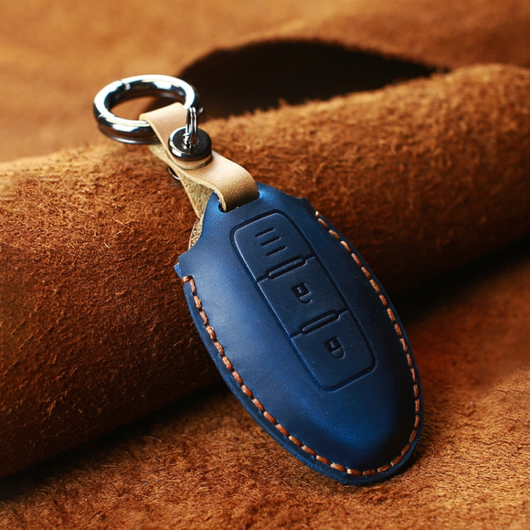 Custodia protettiva per chiave in pelle di vacchetta per auto Nissan, versione con linea orizzontale a tre chiavi, For Nissan, Three Keys Horizontal Line Version