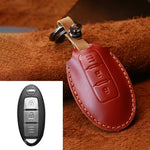 Custodia protettiva per chiave in pelle di vacchetta per auto Nissan, versione con linea orizzontale a tre chiavi, For Nissan, Three Keys Horizontal Line Version
