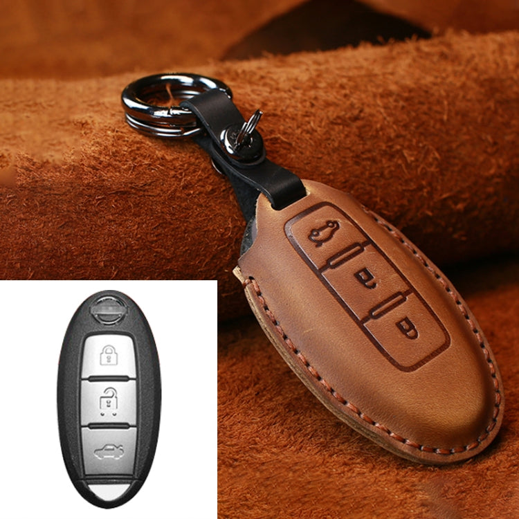 Custodia protettiva per chiave in pelle di vacchetta per auto Nissan, versione con tre chiavi per portellone posteriore, For Nissan, Three Keys Tailgate Version