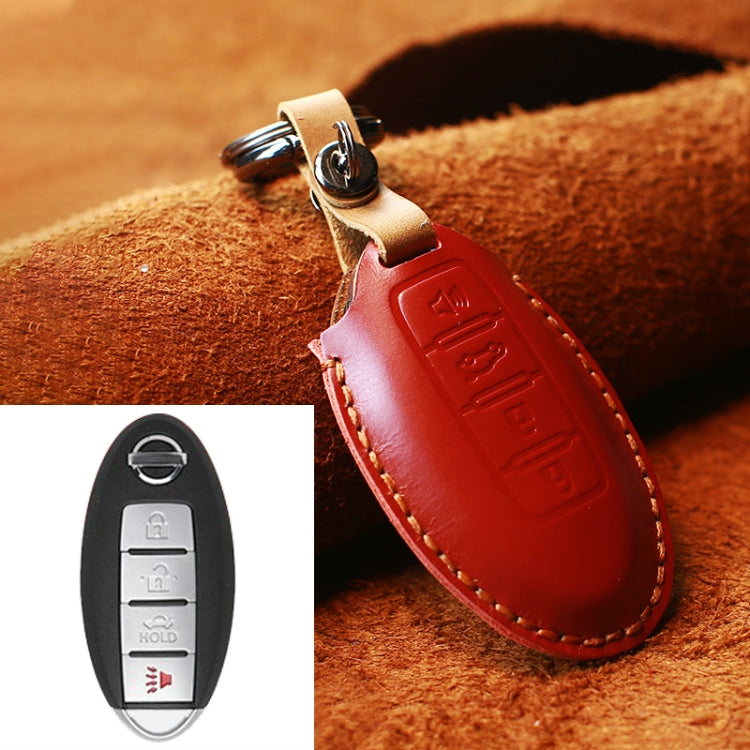 Custodia protettiva per chiave in pelle di vacchetta per auto Nissan, versione a quattro chiavi, For Nissan, Four Keys Version