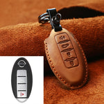 Custodia protettiva per chiave in pelle di vacchetta per auto Nissan, versione a quattro chiavi, For Nissan, Four Keys Version