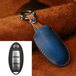 Custodia protettiva per chiave in pelle di vacchetta per auto Nissan, versione con corno a tre chiavi, For Nissan, Three Keys Horn Version, For Nissan