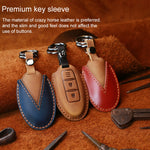 Custodia protettiva per chiave in pelle di vacchetta per auto Nissan, versione con corno a tre chiavi, For Nissan, Three Keys Horn Version, For Nissan