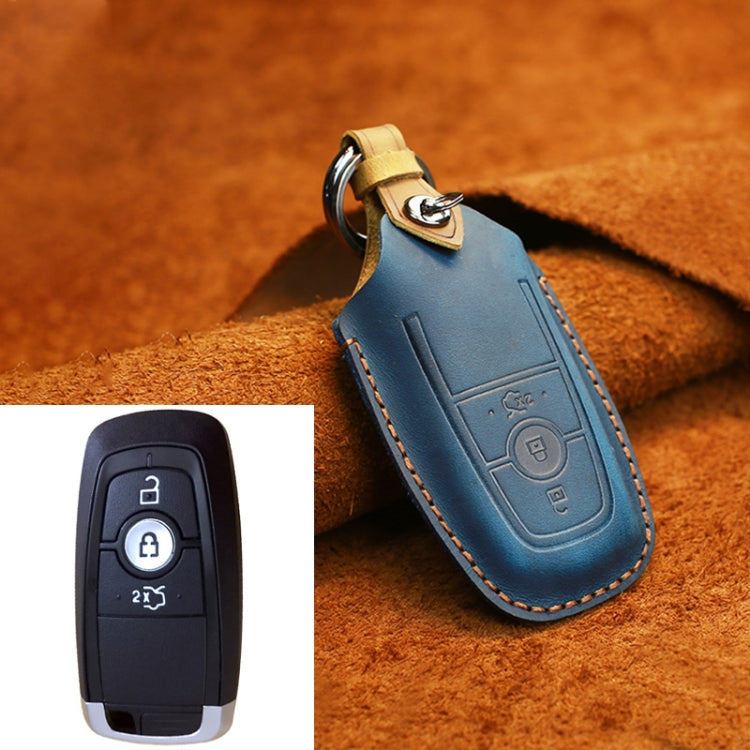 Custodia protettiva per chiave in pelle di vacchetta per auto Ford, versione a tre chiavi, For Ford, Three Keys Version
