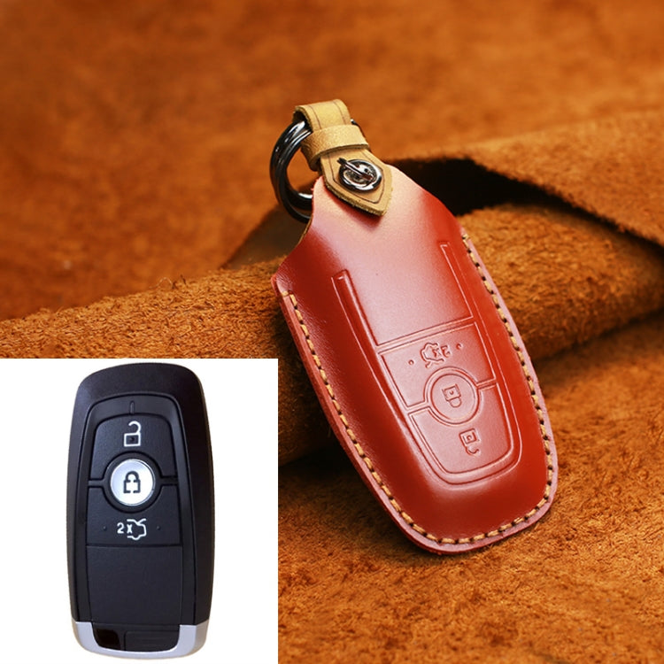 Custodia protettiva per chiave in pelle di vacchetta per auto Ford, versione a tre chiavi, For Ford, Three Keys Version